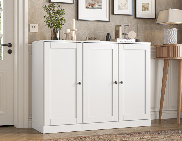 100% Solid Wood Shoe Storage Cabinet with Shaker Doors, Adjustable Shelves, Space Saving Modular Entryway Organizer, 48.5" W x 35.75" H