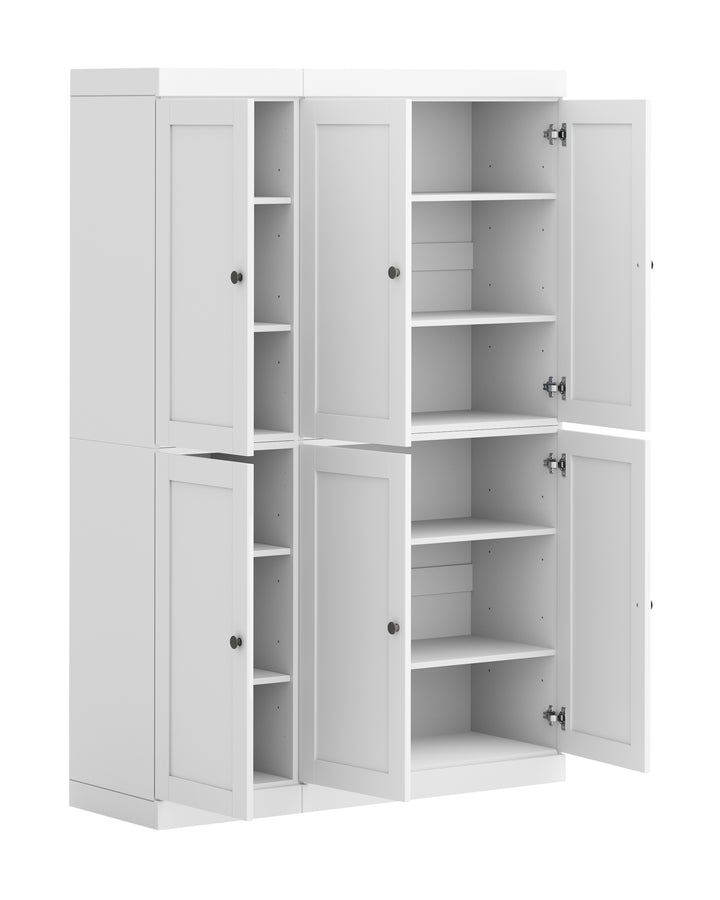 100% Solid Wood 48.5" Pantry Cabinet, Shaker Wood Doors