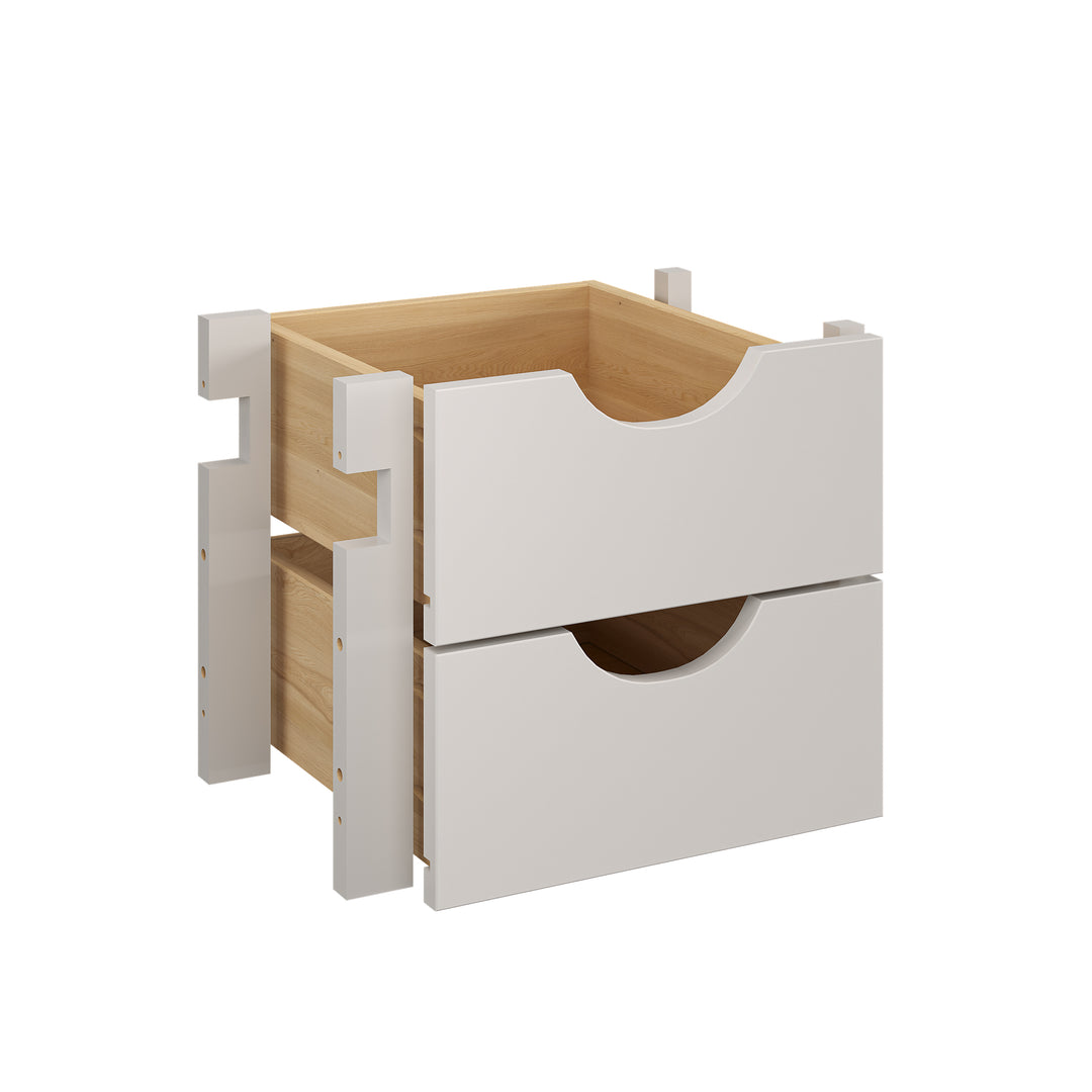 100% Solid Wood Modular Cabinet 2-Small Drawer Storage Kit For 16.5" Wide Cabinet