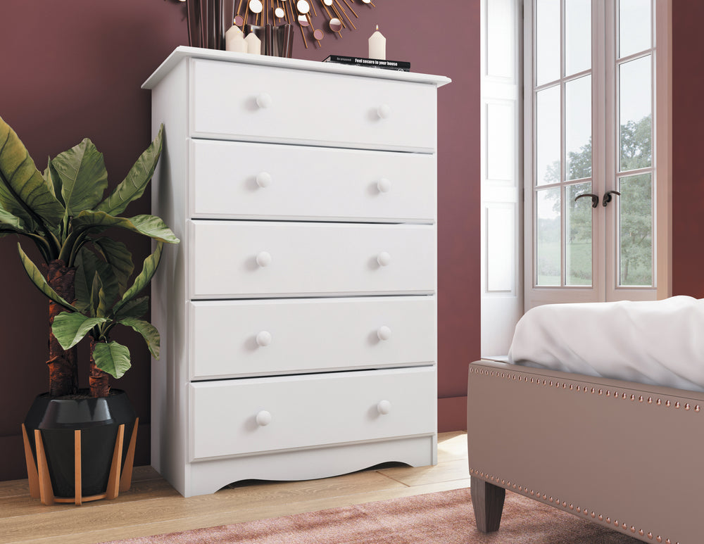 Premium Solid Wood 5 Drawer Chest for Bedroom – Palace Imports