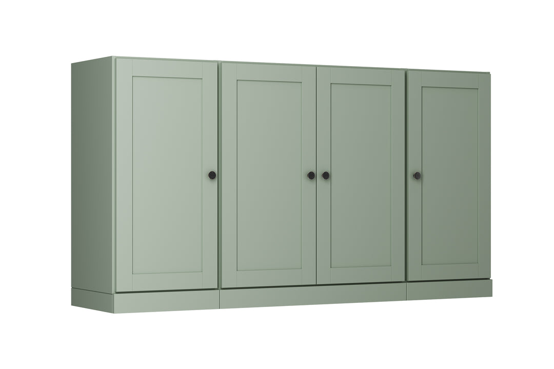 100% Solid Brazilian Pine Wood Sideboard, Shaker Doors, Adjustable Shelves, 65" Wide, 35.75" Tall