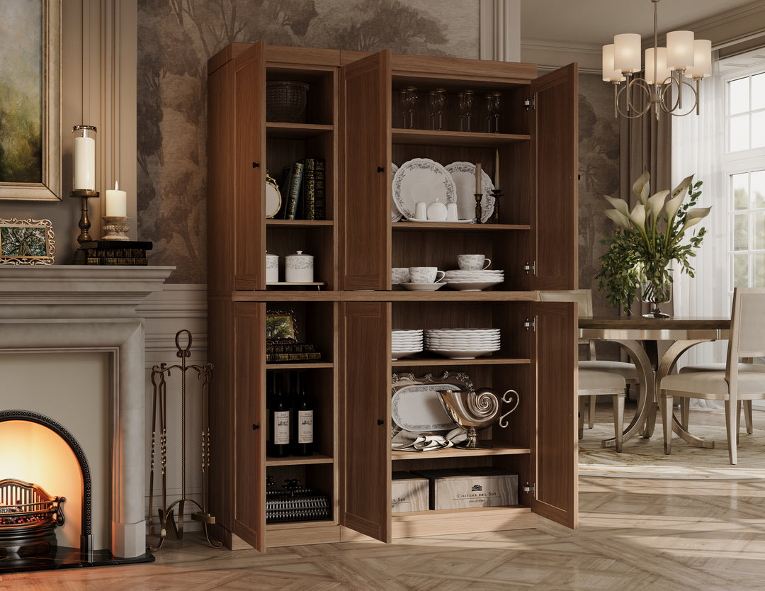 Premium 100% Solid European Oak Hardwood Modular Dining Room Cabinet with Shaker Doors – 48" Wide, 71.5" Tall