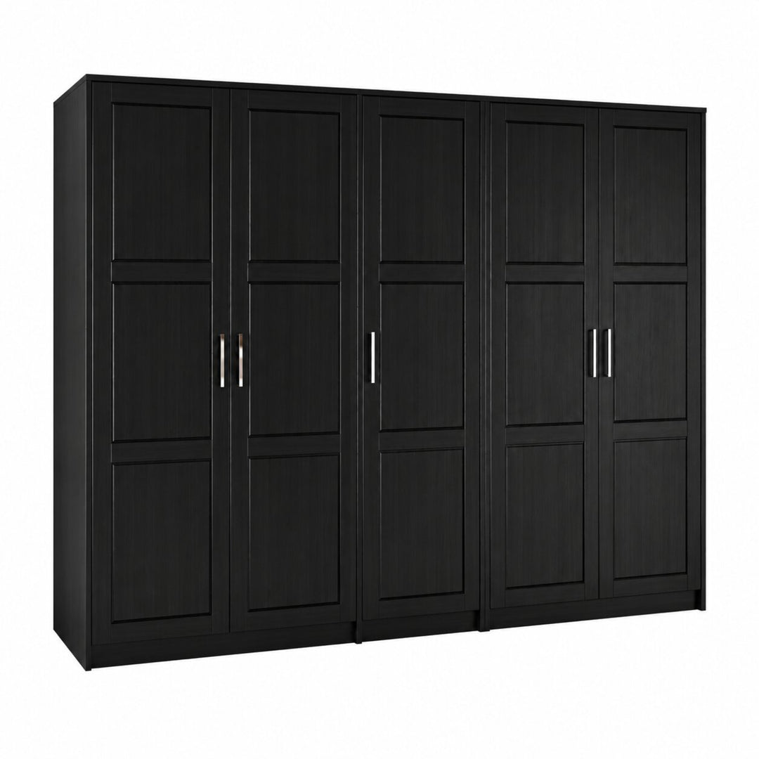 100% Solid Wood Modular 5-Door Wardrobe Armoire with Raised Panel Doors, Bedroom Closet Storage - Urban Collection