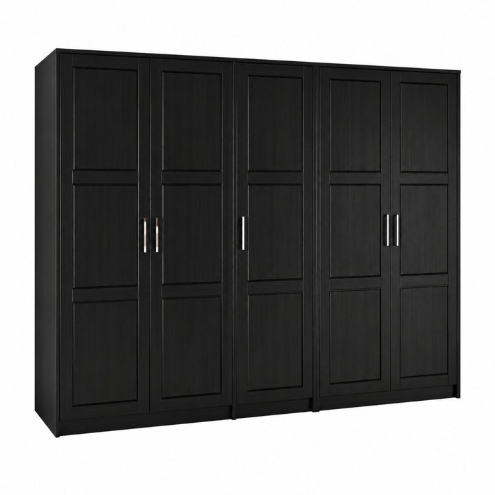 100% Solid Wood Modular 5-Door Wardrobe Armoire with Raised Panel Doors, Bedroom Closet Storage - Urban Collection