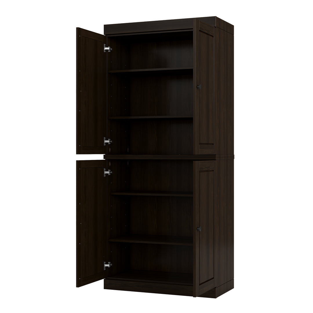 100% Solid Wood Tall Modular Bookcase Cabinet with Doors, Storage Bookshelf with Adjustable Shelves, 32" W x 71.5" H