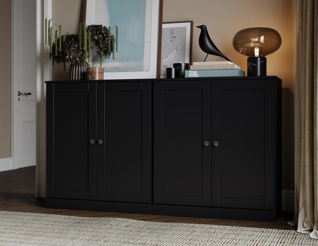 100% Solid Brazilian Pine Wood 64" Sideboard with Shaker Doors, 4-Drawers and Adjustable Shelves