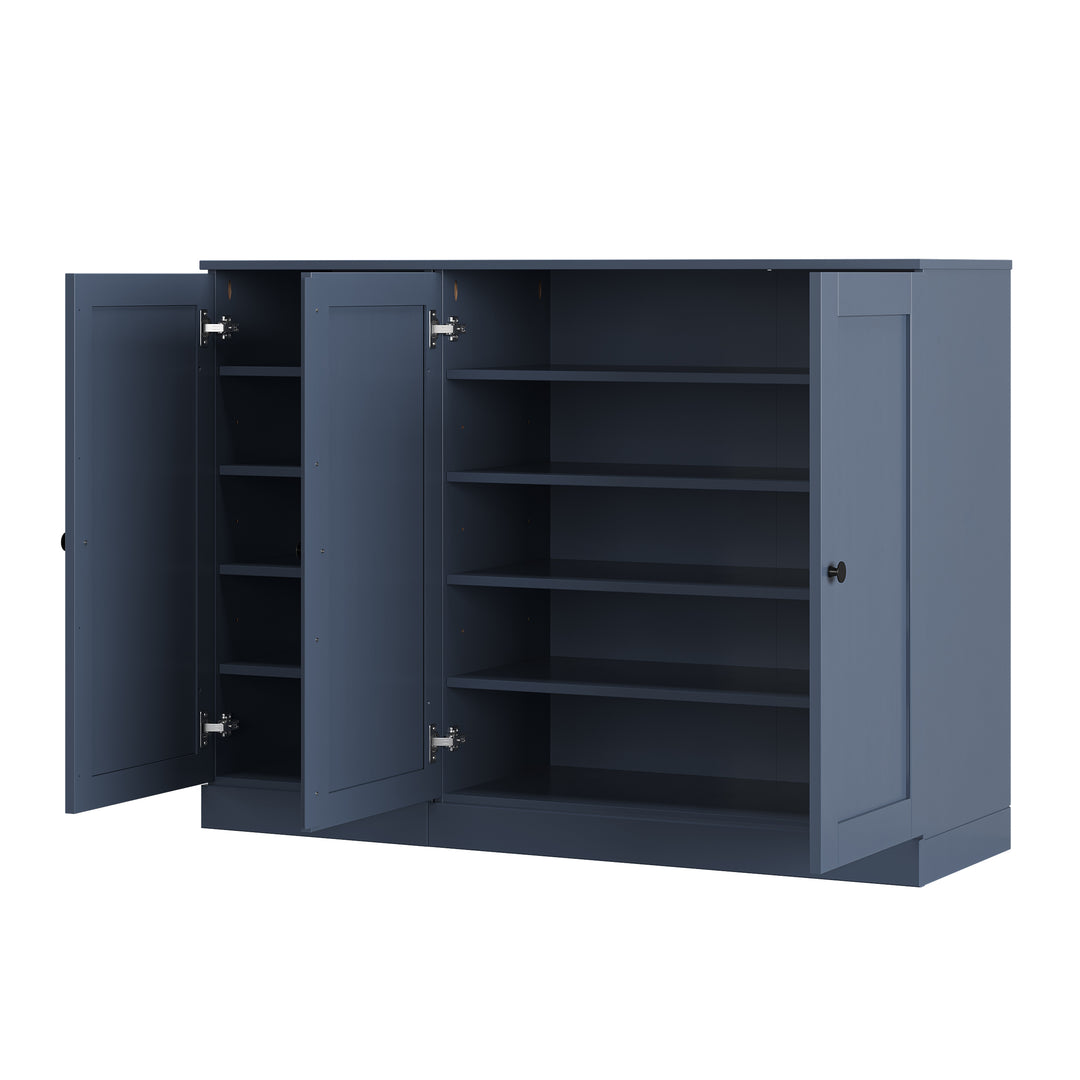 100% Solid Wood Shoe Storage Cabinet with Shaker Doors, Adjustable Shelves, Space Saving Modular Entryway Organizer, 48.5" W x 35.75" H