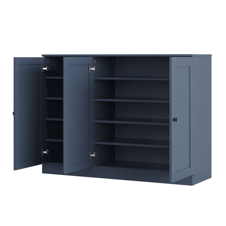 100% Solid Wood Shoe Storage Cabinet with Shaker Doors, Adjustable Shelves, Space Saving Modular Entryway Organizer, 48.5" W x 35.75" H