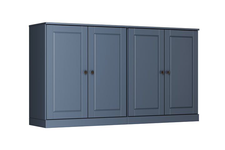 100% Solid Wood 64" Sideboard, Raised Panel Wood Doors, 4 Drawers, Adjustable Shelves