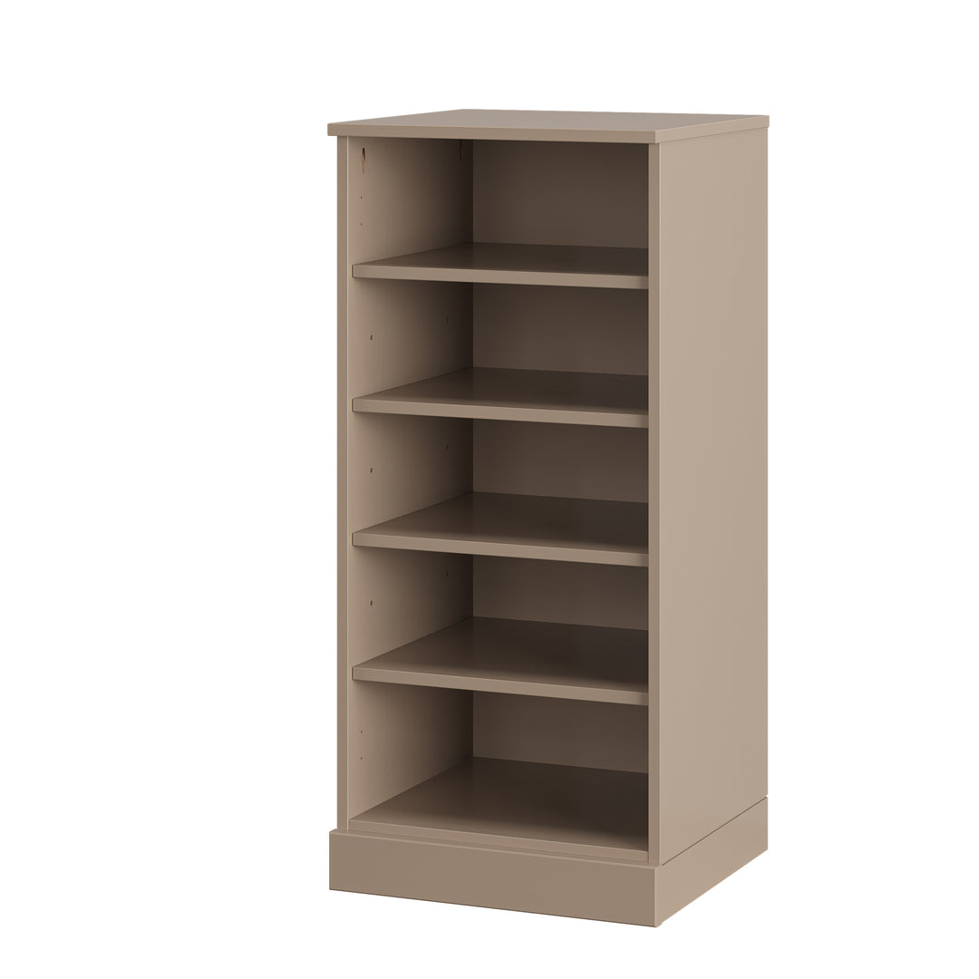 100% Solid Wood Narrow Open Shoe Storage Cabinet with Adjustable Shelves, Space Saving Stackable Organizer, 16.5" W x 35.75" H