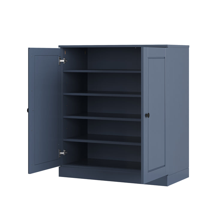 100% Solid Wood Shoe Storage Cabinet with Raised Panel Doors, Adjustable Shelves, Space Saving Stackable Entryway Organizer, 32" W x 35.75" H