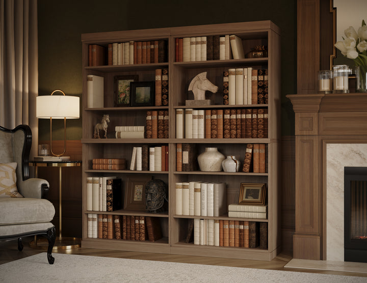 Premium 100% Solid European Oak Hardwood 12-Shelf Modular Bookcase – 64" Wide, 71.5" Tall