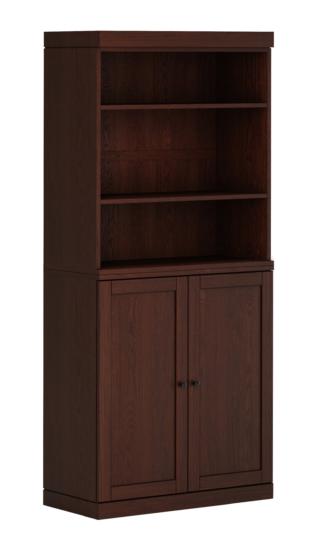Premium 100% Solid European Oak Hardwood 6-Shelf Modular Bookcase with Bottom Shaker Doors – 32" Wide, 71.5" Tall