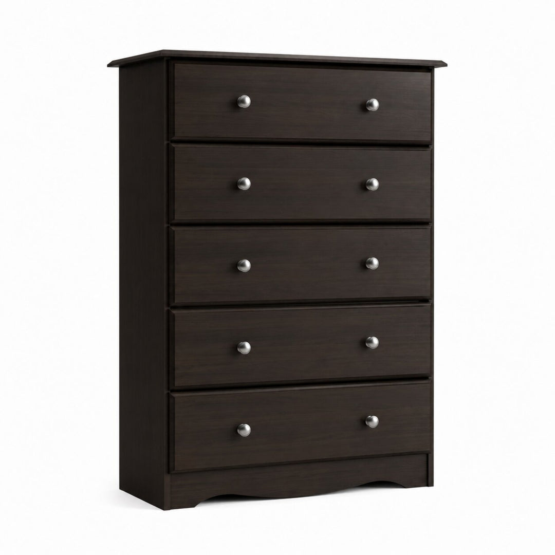 100% Solid Wood 5-Drawer Chest with Metal Knobs