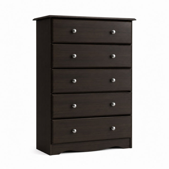 100% Solid Wood 5-Drawer Chest with Metal Knobs