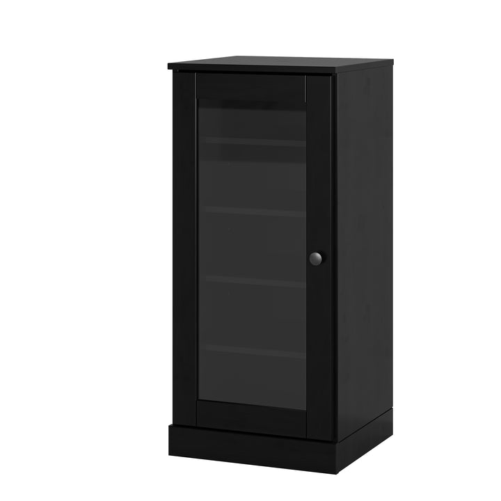 100% Solid Wood Narrow Glass Door Shoe Storage Cabinet with Adjustable Shelves, Space Saving Stackable Organizer, 16.5" W x 35.75" H