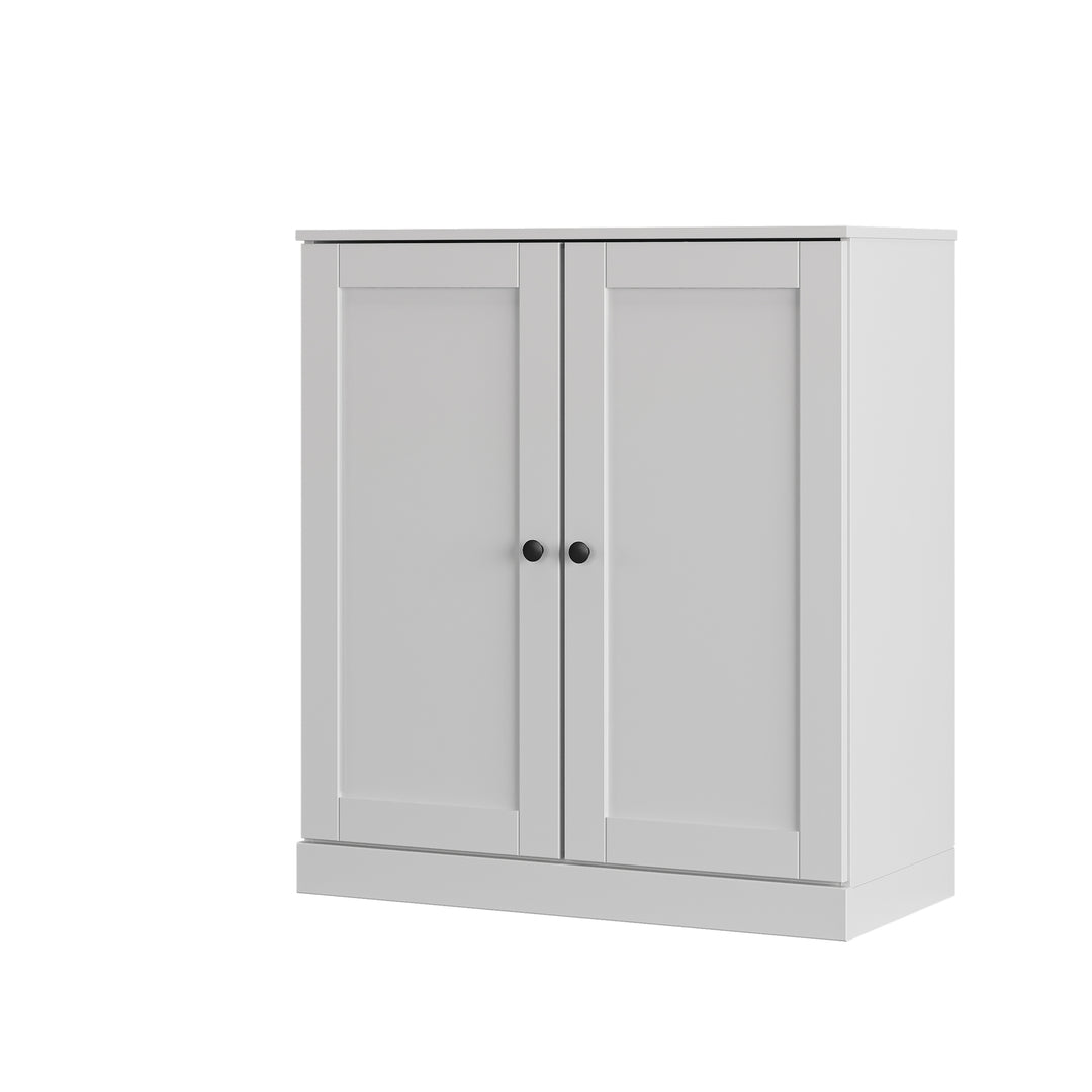 100% Solid Wood Shoe Storage Cabinet with Shaker Doors, Adjustable Shelves, Space Saving Stackable Entryway Organizer, 32" W x 35.75" H