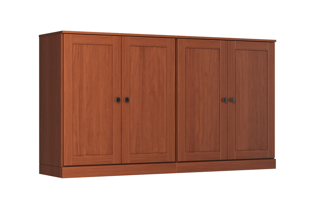 100% Solid Brazilian Pine Wood 64" Sideboard with Shaker Doors, 4-Drawers and Adjustable Shelves