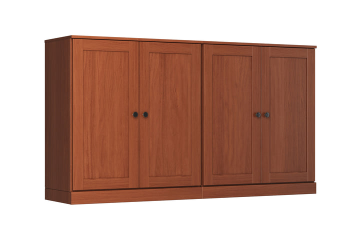 100% Solid Brazilian Pine Wood 64" Sideboard with Shaker Doors, 4-Drawers and Adjustable Shelves