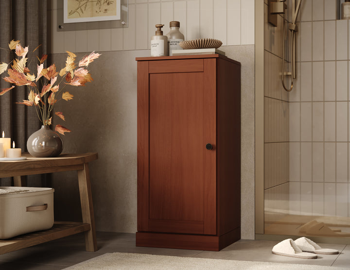 100% Solid Wood Bathroom Storage Cabinet, Shaker Door, 2 Drawers, Adjustable Shelves, 16.5" Wide, 35.75" Tall