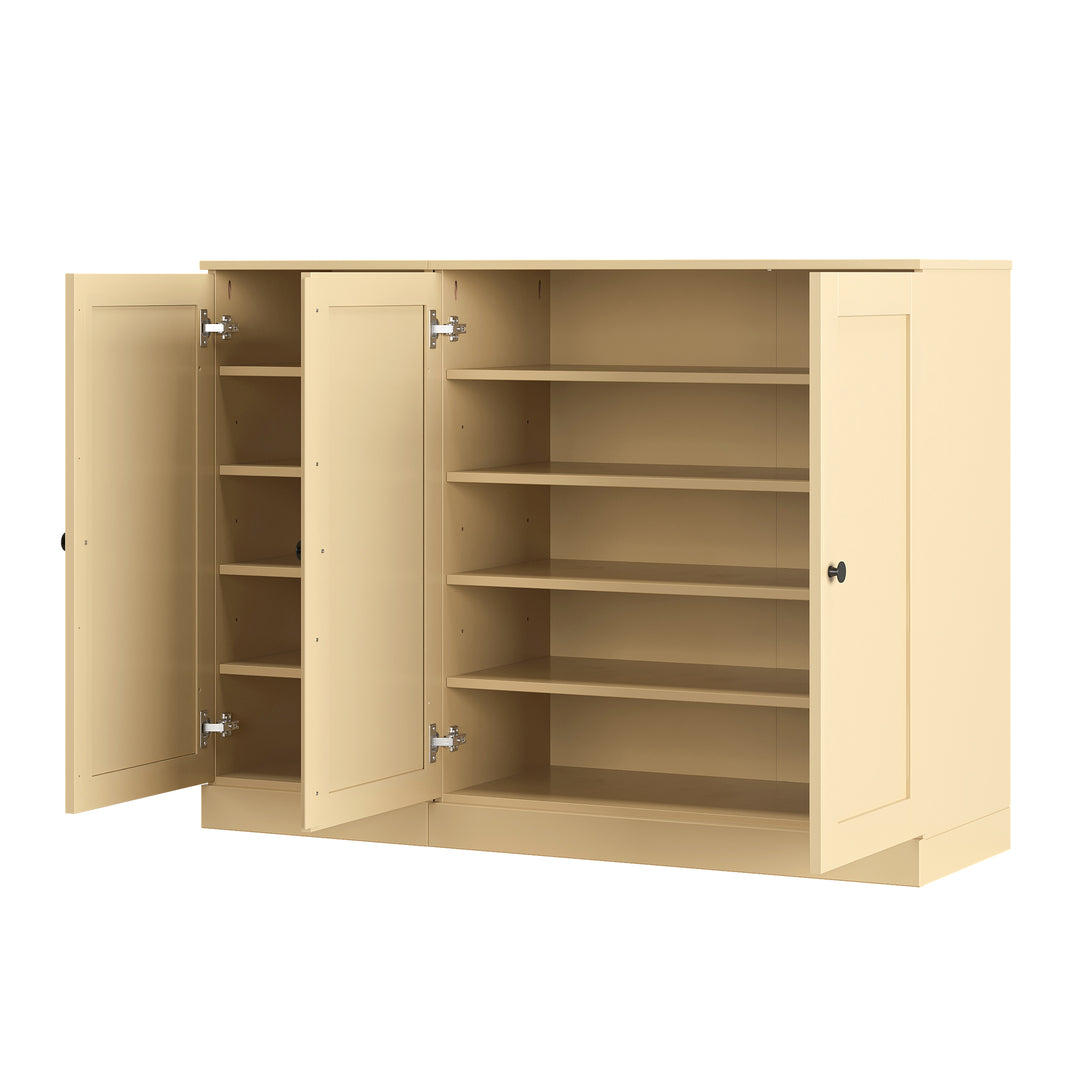 100% Solid Wood Shoe Storage Cabinet with Shaker Doors, Adjustable Shelves, Space Saving Modular Entryway Organizer, 48.5" W x 35.75" H