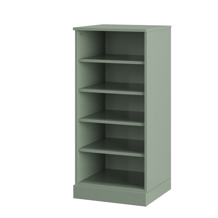 100% Solid Wood Narrow Open Shoe Storage Cabinet with Adjustable Shelves, Space Saving Stackable Organizer, 16.5" W x 35.75" H