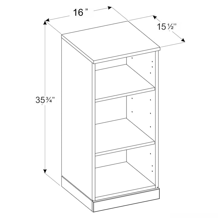 Premium 100% Solid European Oak Hardwood 3-Shelf Modular Bookcase – 16" Wide, 35.75" Tall