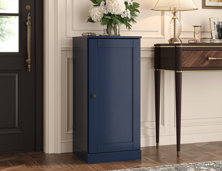 100% Solid Wood Narrow Shoe Storage Cabinet with Shaker Door, Adjustable Shelves, Space Saving Stackable Organizer, 16.5" W x 35.75" H