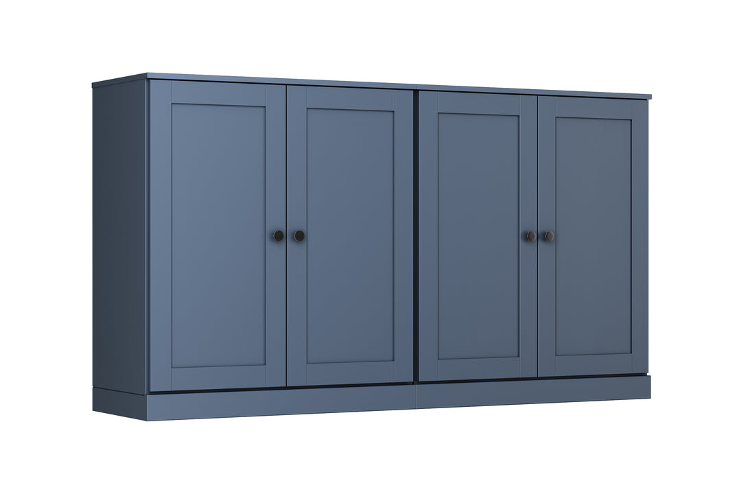 100% Solid Brazilian Pine Wood 64" Sideboard with Shaker Doors, 4-Drawers and Adjustable Shelves