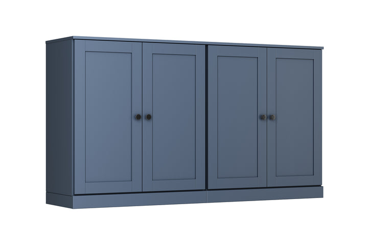 100% Solid Brazilian Pine Wood 64" Sideboard with Shaker Doors, 4-Drawers and Adjustable Shelves