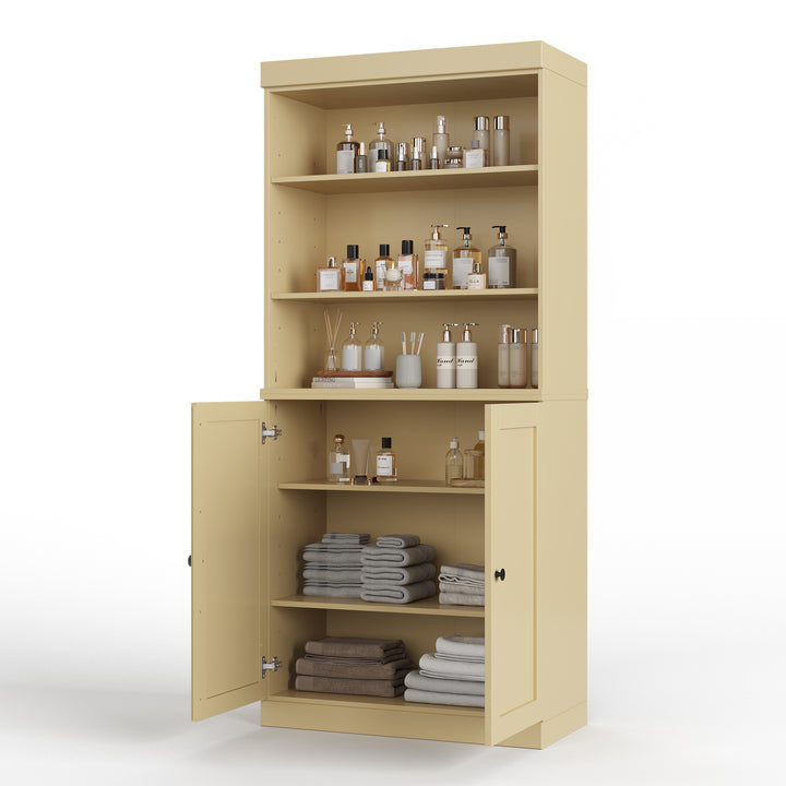 100% Solid Brazilian Pine Wood 32" Bathroom Storage Cabinet with Bottom Shaker Doors and Adjustable Shelves