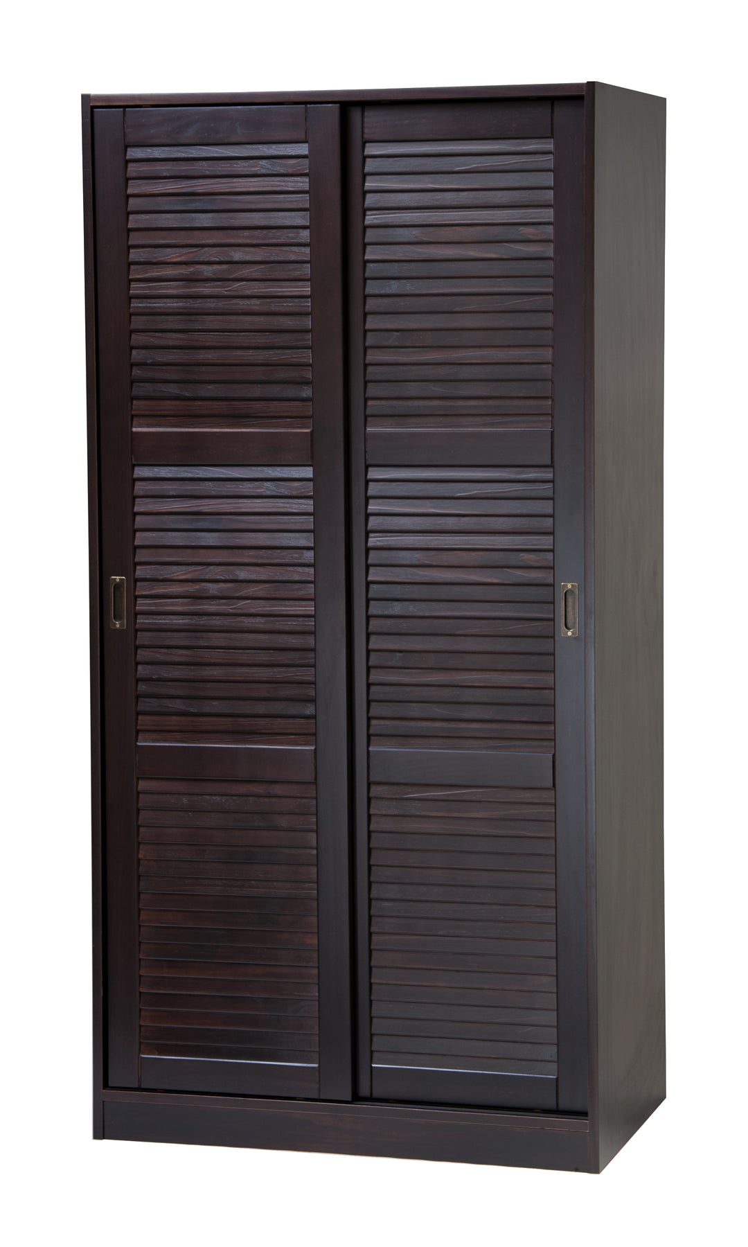 100% Solid Wood 2-Sliding Door Wardrobe Armoire, Louvered Doors, 30-40" Wardrobes - Palace Imports