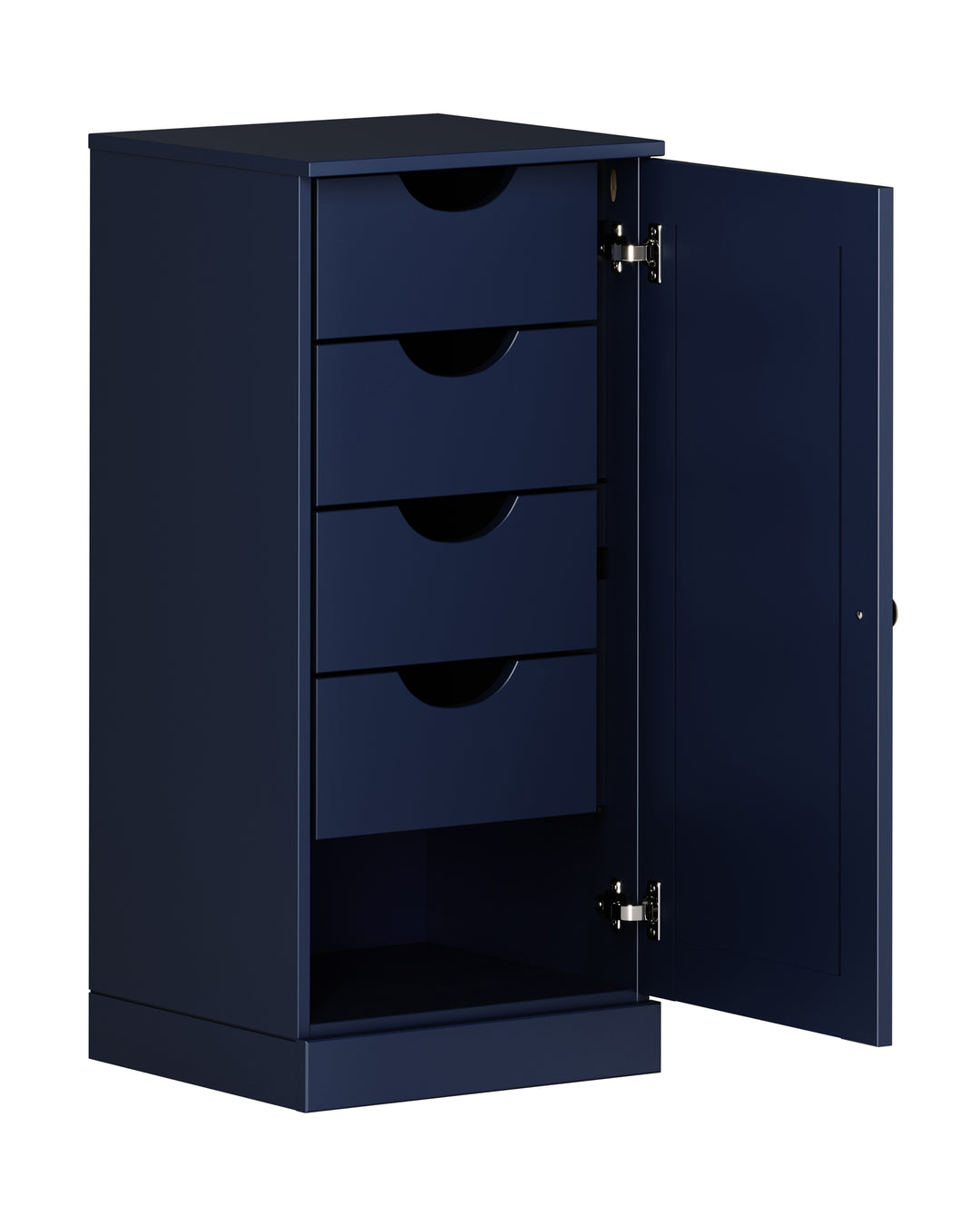 100% Solid Wood Bathroom Storage Cabinet, Shaker Door, 4 Drawers, Adjustable Shelves, 16.5" Wide, 35.75" Tall