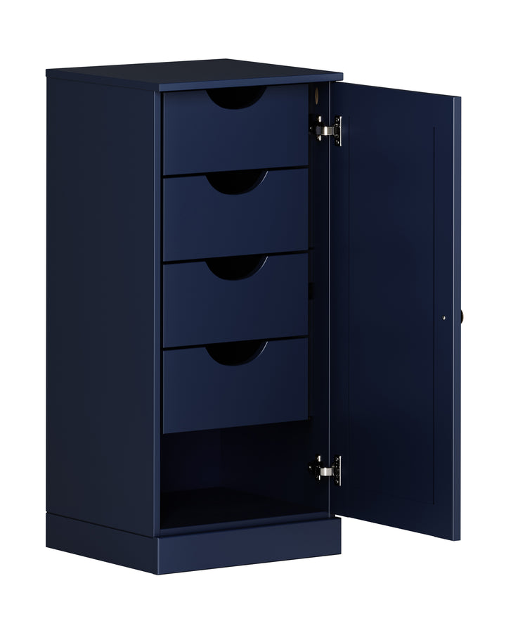 100% Solid Wood Bathroom Storage Cabinet, Shaker Door, 4 Drawers, Adjustable Shelves, 16.5" Wide, 35.75" Tall