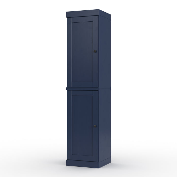100% Solid Wood Bathroom Storage Cabinet, Shaker Doors, 2 Drawers, Adjustable Shelves, 16.5" Wide, 71.5" Tall