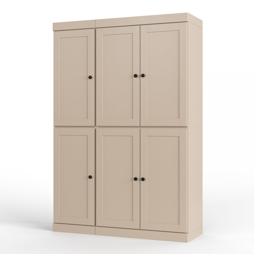 100% Solid Wood 48.5" Pantry Cabinet, Shaker Wood Doors, 2-Drawers