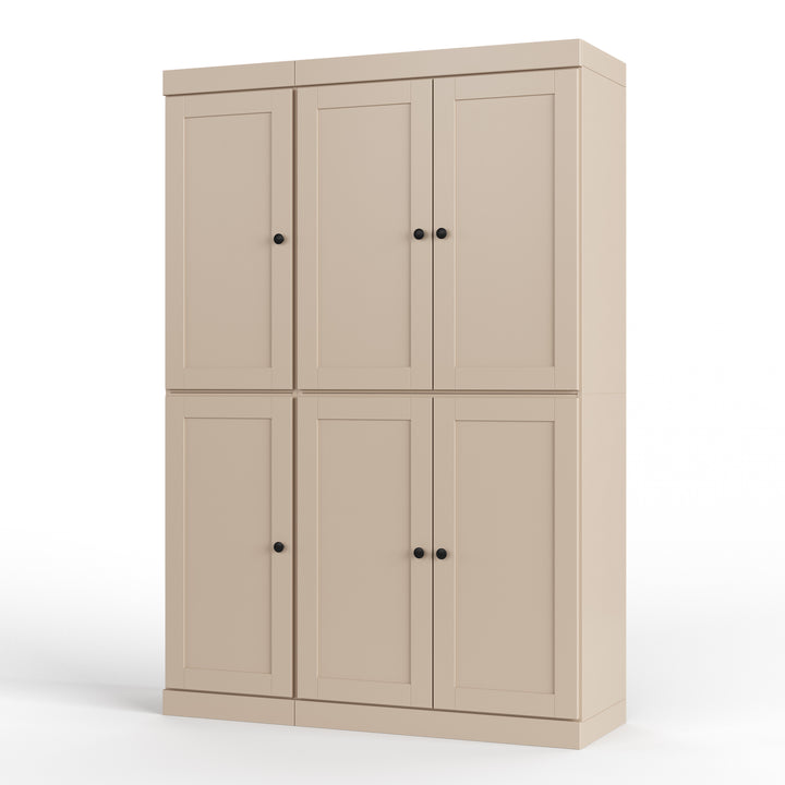100% Solid Wood 48.5" Pantry Cabinet, Shaker Wood Doors, 2-Drawers