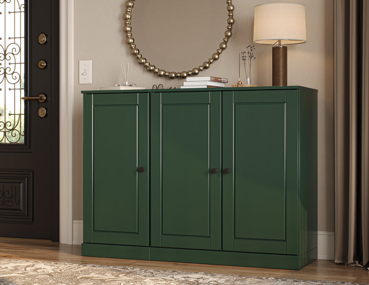 100% Solid Wood Shoe Storage Cabinet with Raised Panel Doors, Adjustable Shelves, Space Saving Modular Entryway Organizer, 48.5" W x 35.75" H