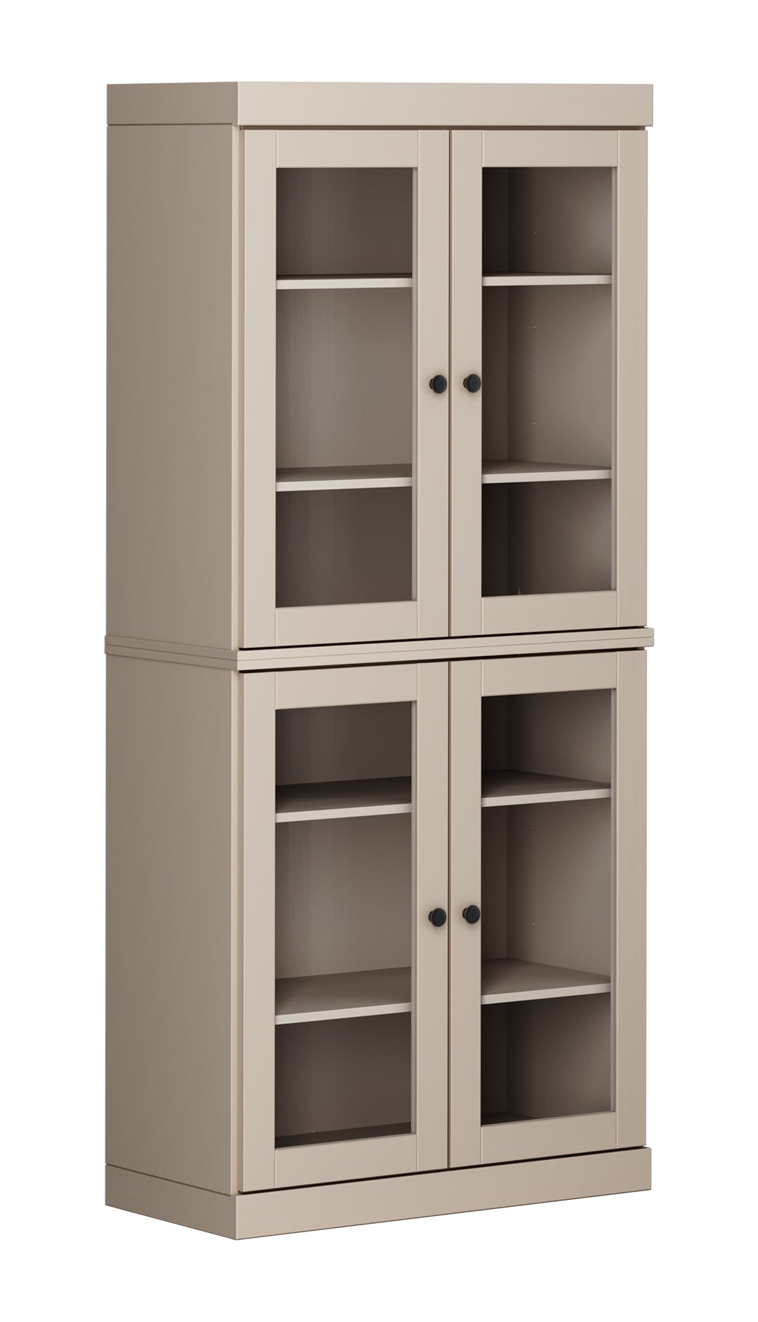 100% Solid Wood 6-Shelf 32" Bookcase, 4 Clear Glass Doors, Adjustable Shelves