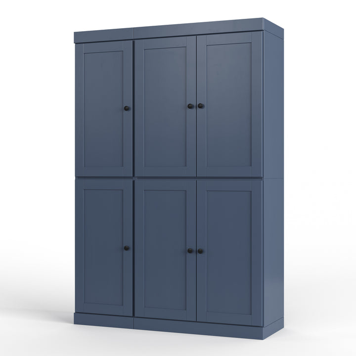 100% Solid Wood 48.5" Pantry Cabinet, Shaker Wood Doors, 2-Drawers