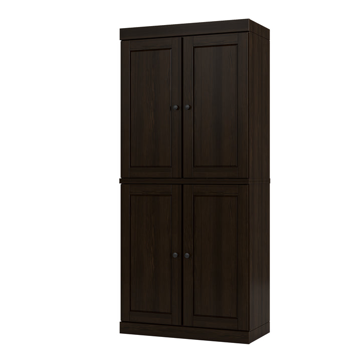 100% Solid Wood Tall Freestanding Modular Bathroom Linen Storage Cabinet with Raised Panel Doors, 2 Drawers, Adjustable Shelves, 32" W x 71.5" H