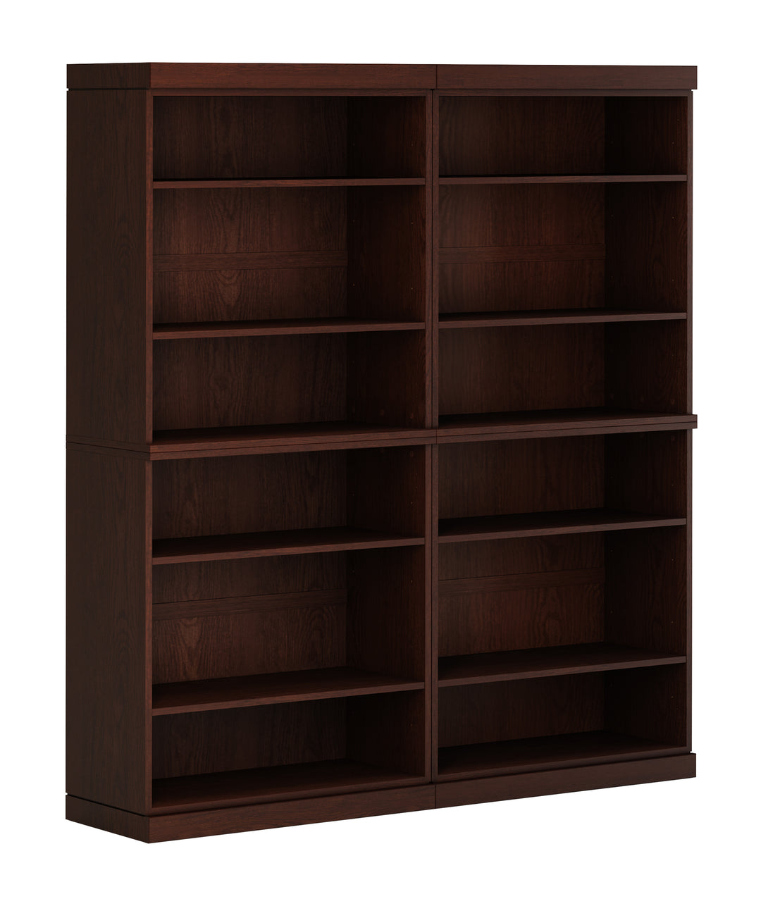 Premium 100% Solid European Oak Hardwood 12-Shelf Modular Bookcase – 64" Wide, 71.5" Tall