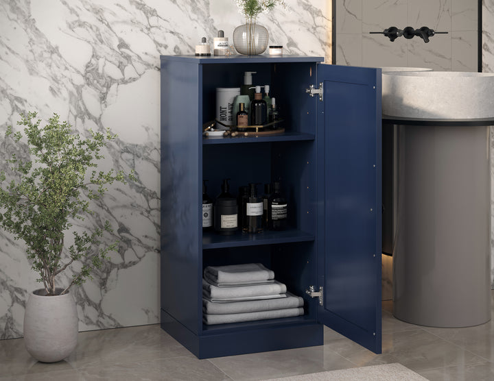 100% Solid Wood 16.5" Small Bathroom Cabinet, Shaker Wood Door, Adjustable Shelves