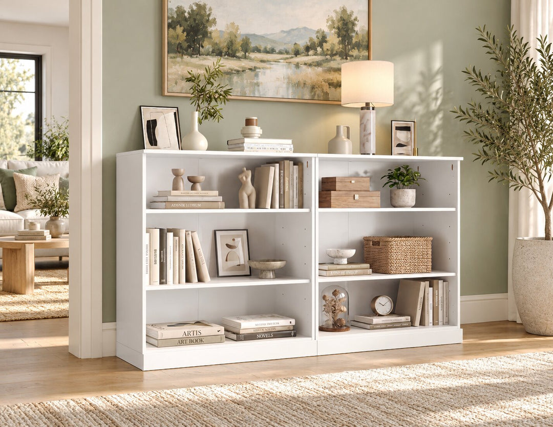 100% Solid Wood Freestanding Modular 6-Shelf Bookcase Cabinet with Open Adjustable Shelves, Display Storage Bookshelf, 64" W x 35.75" H