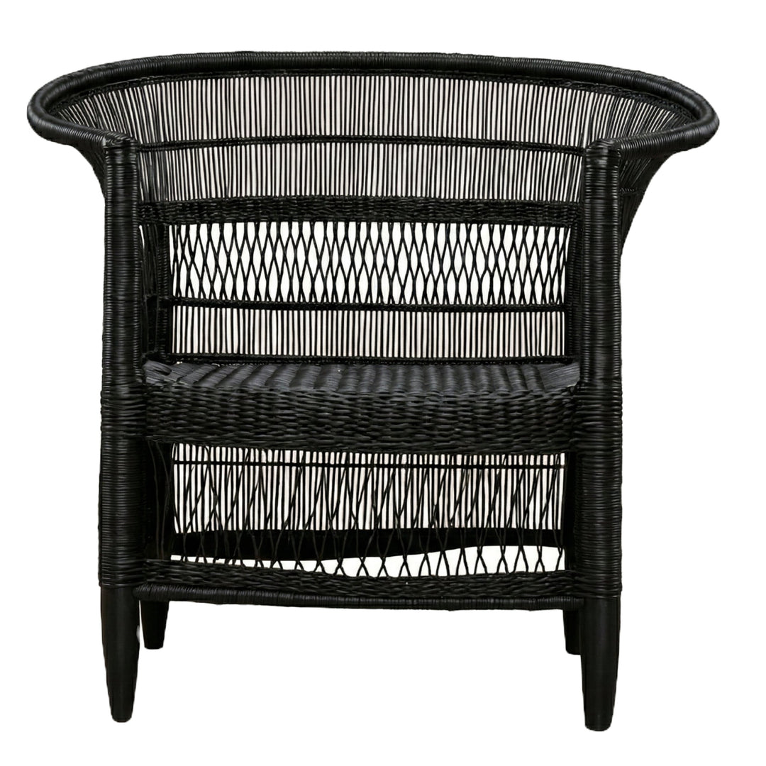 100% Solid Wood Frame Handwoven Natural Rattan Indoor Chair, Boho Farmhouse Accent Seating – Authentic African Craftsmanship