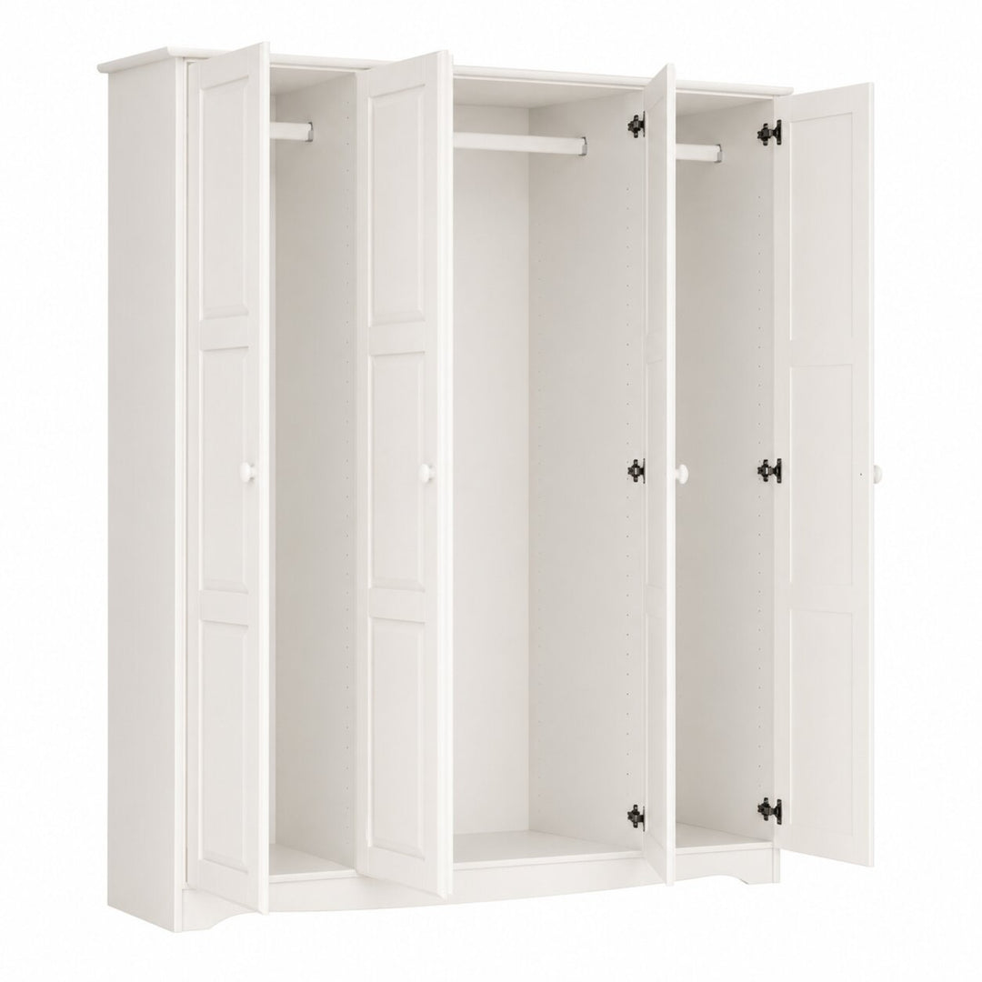 100% Solid Wood 4-Door Wardrobe Armoire with Raised Panel Doors, Bedroom Closet Storage - Regal Collection