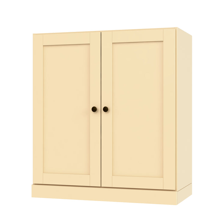 100% Solid Wood 3-Shelf 32" Bookcase, 2 Shaker Wood Doors, Adjustable Shelves