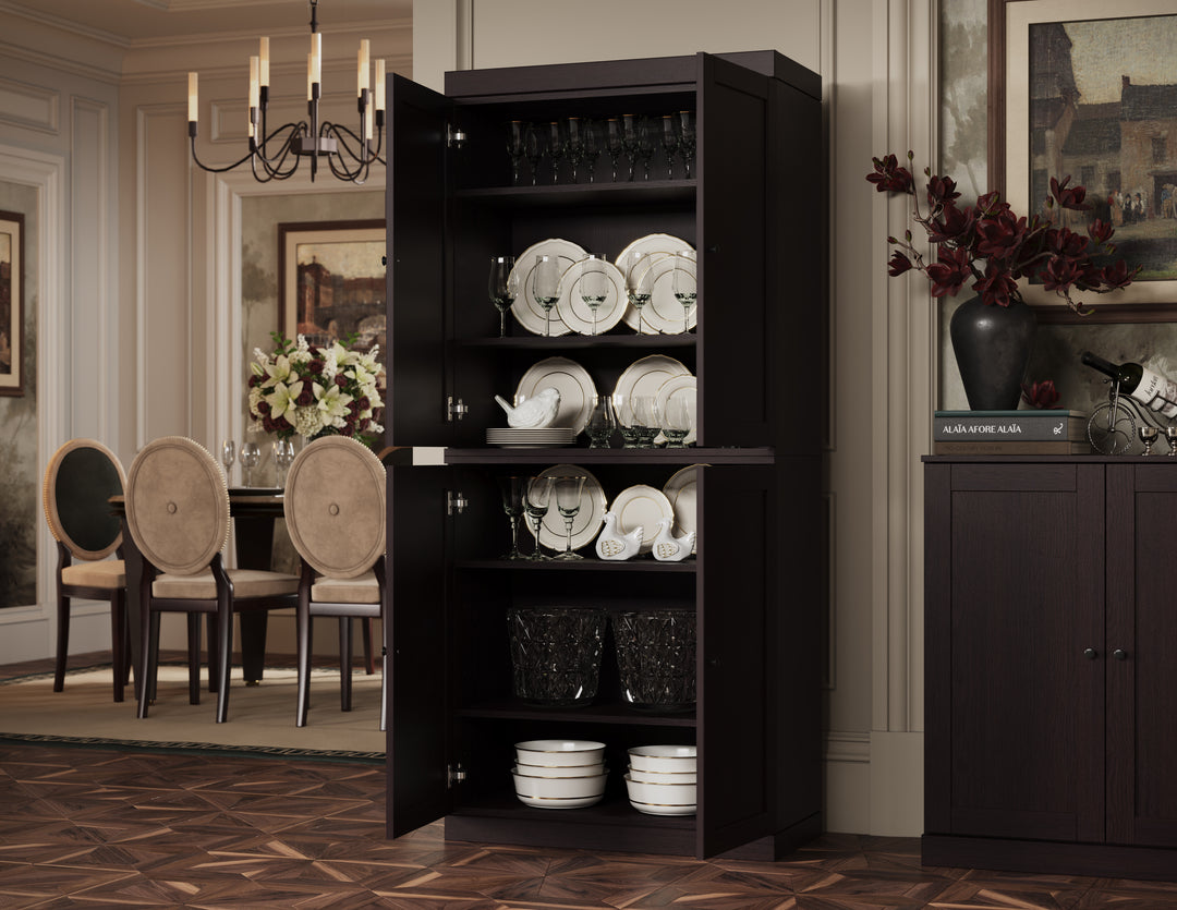 Premium 100% Solid European Oak Hardwood Modular Dining Room Cabinet with Shaker Doors – 32" Wide, 71.5" Tall