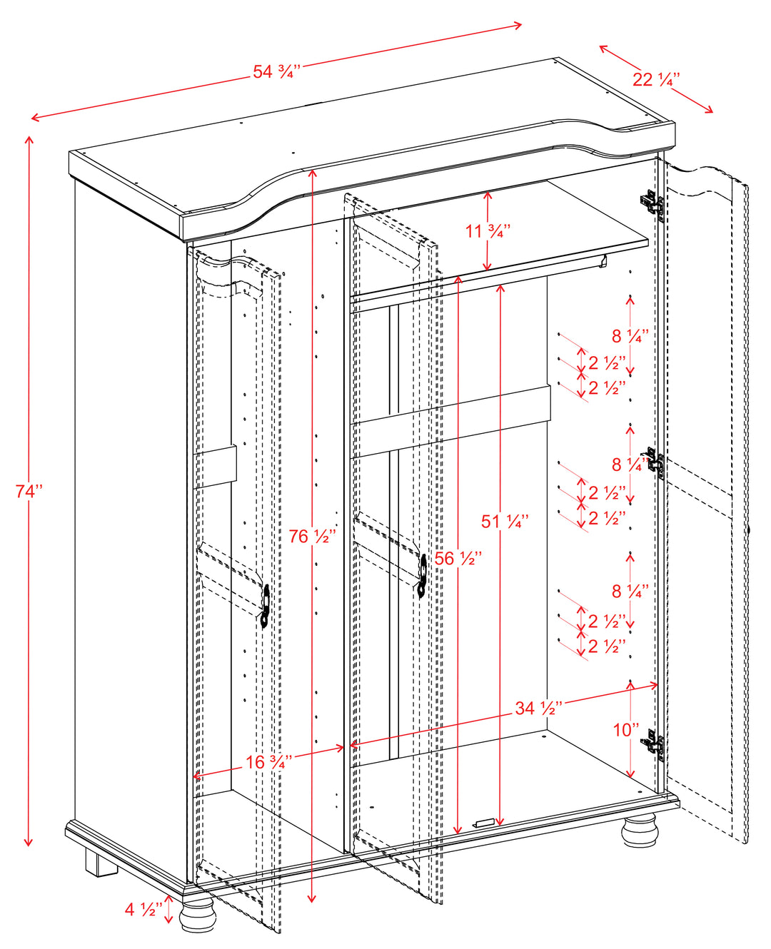 100% Solid Wood 3-Door Wardrobe Armoire with Raised Panel Doors, Bedroom Closet Storage - Kyle Collection