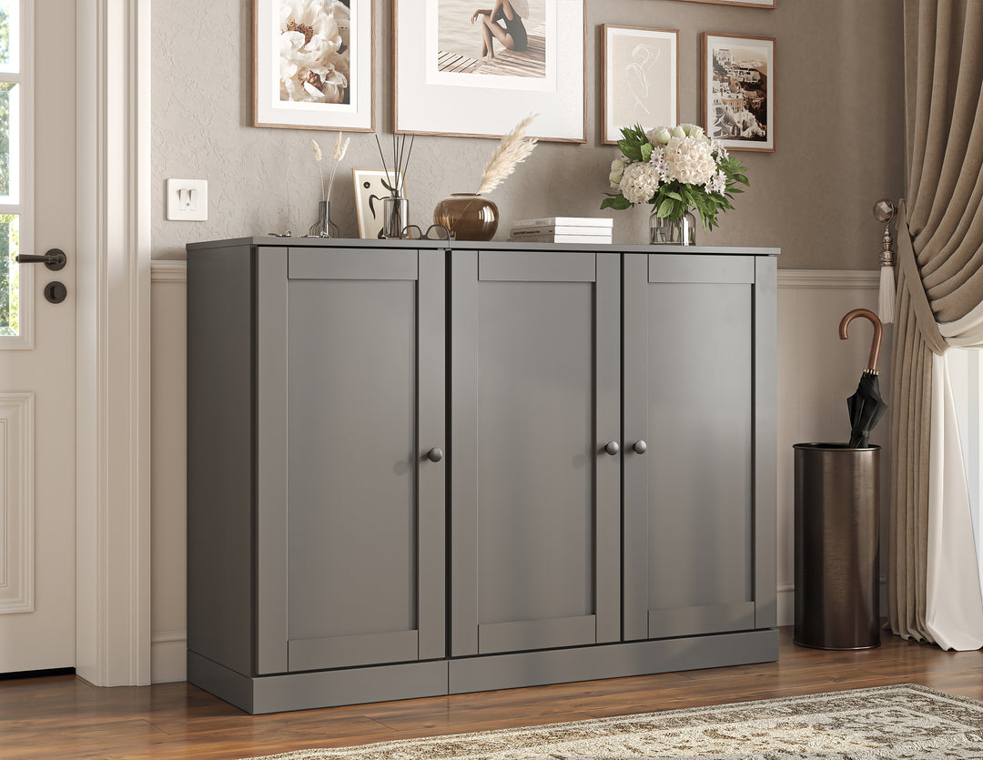 100% Solid Wood Shoe Storage Cabinet with Shaker Doors, Adjustable Shelves, Space Saving Modular Entryway Organizer, 48.5" W x 35.75" H